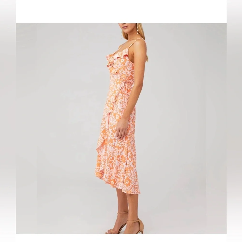 MinkPink Size XS Marli Midi Floral Wrap Dress - Picture 2 of 8